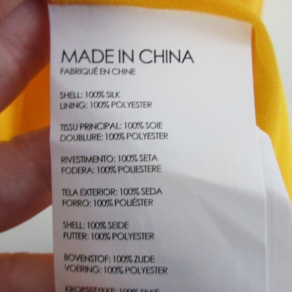 Club Monaco Women Silk Tunic Top V-Neck Pullover Bell Sleeve Casual Yellow S 124 - Picture 4 of 11